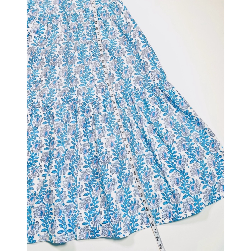 ZS BLOCKPRINTS Women's Floral Print Maxi Dress Size S Blue White - Picture 7 of 17